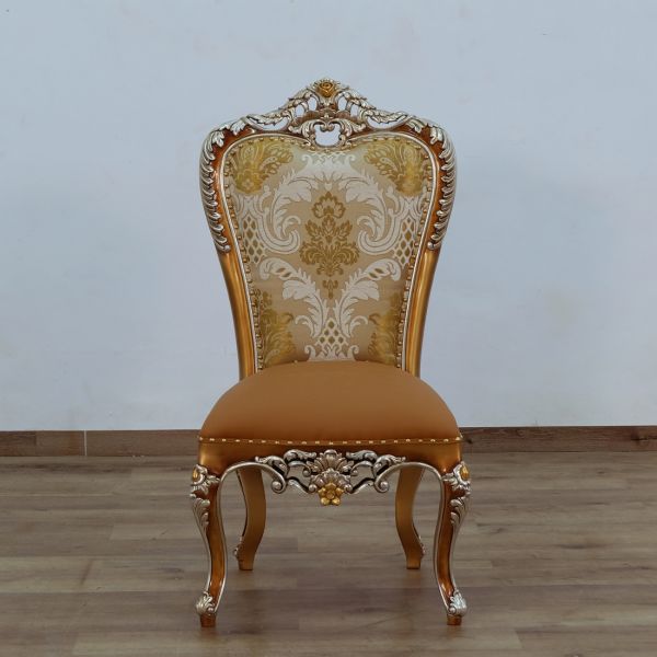 European Furniture - Saint Germain Dining Side Chair in Light Gold & Antique Silver (Set of 2) - 35550SC - GreatFurnitureDeal