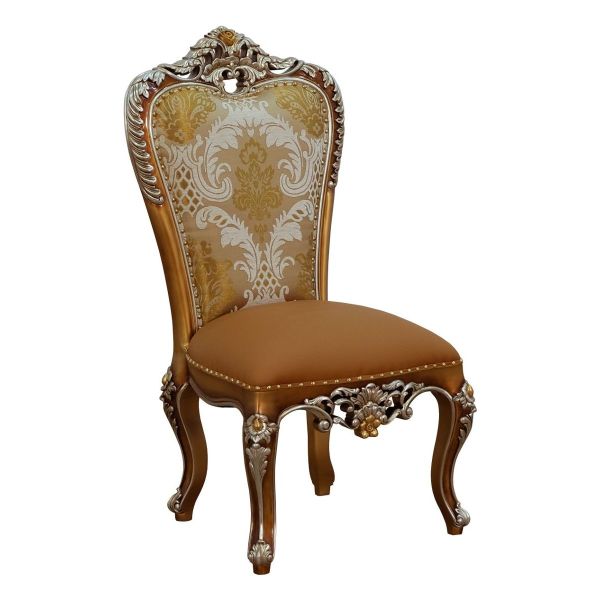 European Furniture - Saint Germain Dining Side Chair in Light Gold & Antique Silver (Set of 2) - 35550SC - GreatFurnitureDeal