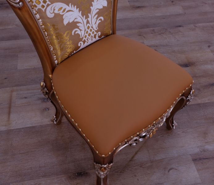 European Furniture - Saint Germain Dining Side Chair in Light Gold & Antique Silver (Set of 2) - 35550SC - GreatFurnitureDeal