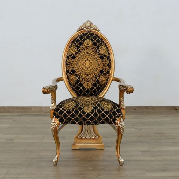 European Furniture - Emperador Arm Chair Set of 2 in Antique Brown - Silver and Gold - 42034-AC - GreatFurnitureDeal