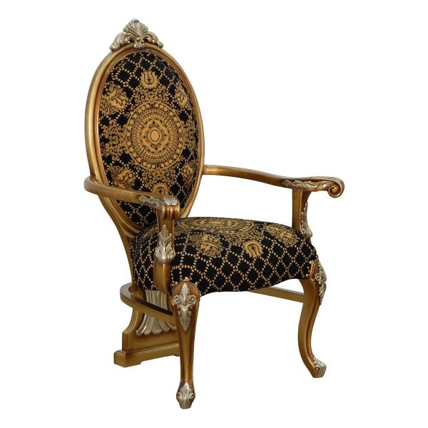 European Furniture - Emperador Arm Chair Set of 2 in Antique Brown - Silver and Gold - 42034-AC - GreatFurnitureDeal