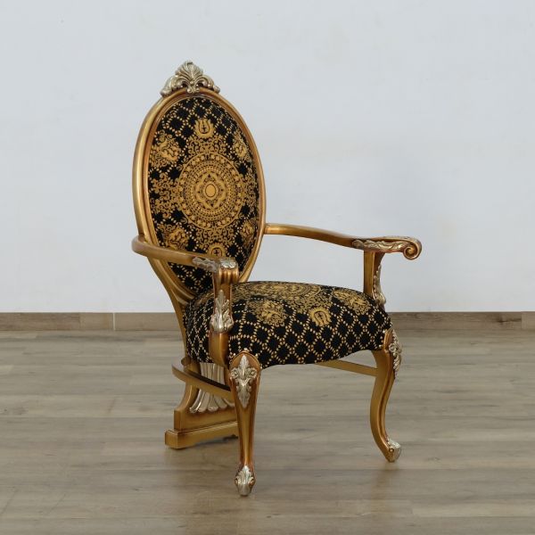European Furniture - Emperador Arm Chair Set of 2 in Antique Brown - Silver and Gold - 42034-AC - GreatFurnitureDeal