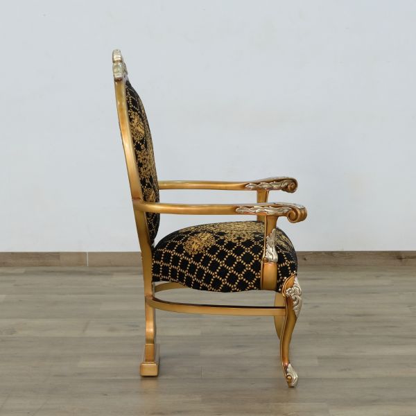 European Furniture - Emperador Arm Chair Set of 2 in Antique Brown - Silver and Gold - 42034-AC - GreatFurnitureDeal