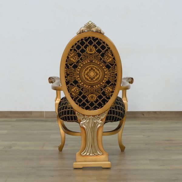 European Furniture - Emperador Arm Chair Set of 2 in Antique Brown - Silver and Gold - 42034-AC - GreatFurnitureDeal