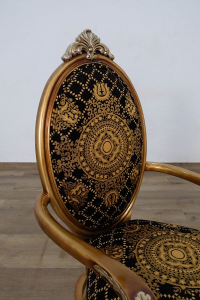 European Furniture - Emperador Arm Chair Set of 2 in Antique Brown - Silver and Gold - 42034-AC - GreatFurnitureDeal