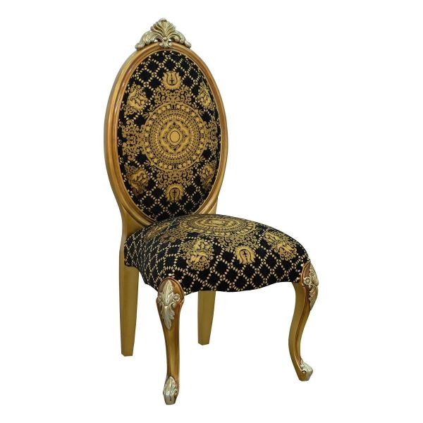 European Furniture - Emperador Side Chair Set of 2 in Black and Gold - 42034-SC - GreatFurnitureDeal
