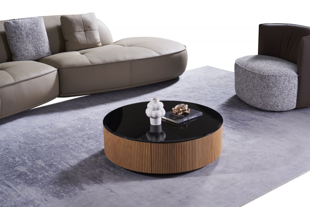 American Eagle Furniture - CT-J1028B Black Glass Top Coffee Table - CT-J1028B