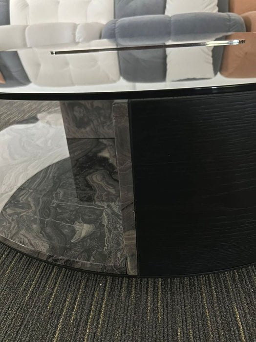 American Eagle Furniture - CT-J1036 Glass Top with Faux Marble Coffee Table - CT-J1036