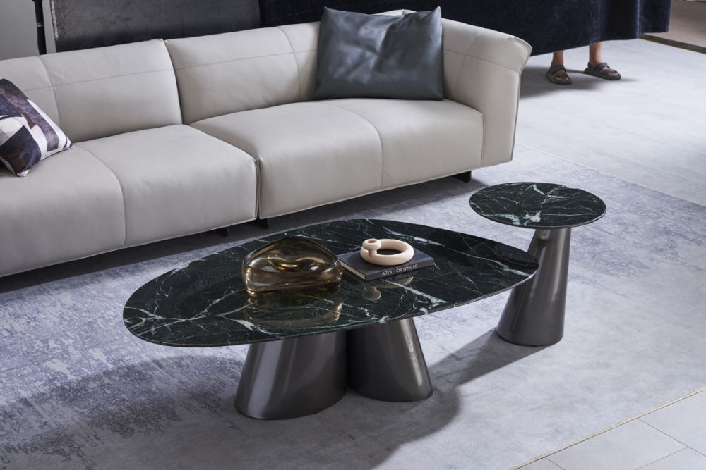 American Eagle Furniture - CT-J2262 Jade Green Faux Marble & Metal Coffee Table - CT-J2262