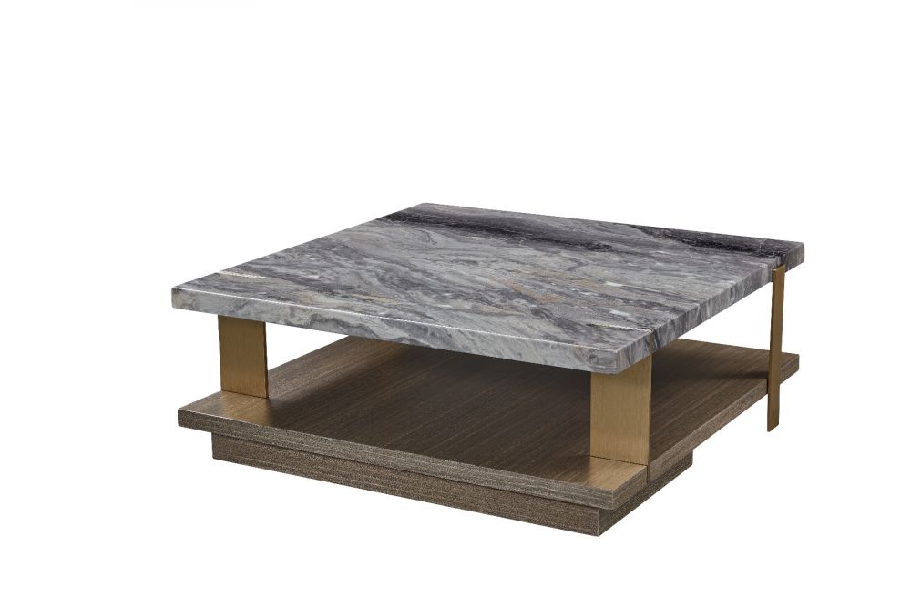 American Eagle Furniture - CT-Y302 Faux Marble, Metal & Wood Coffee Table - CT-Y302
