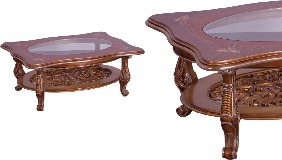 European Furniture - Saint Germain Luxury Coffee Table in Light Gold & Antique Silver - 35550-CT - GreatFurnitureDeal