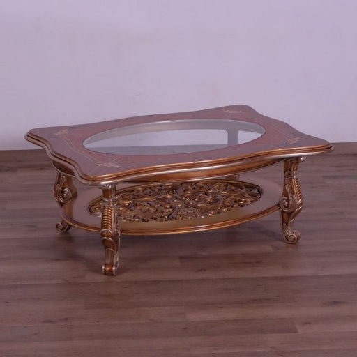 European Furniture - Saint Germain Luxury Coffee Table in Light Gold & Antique Silver - 35550-CT - GreatFurnitureDeal