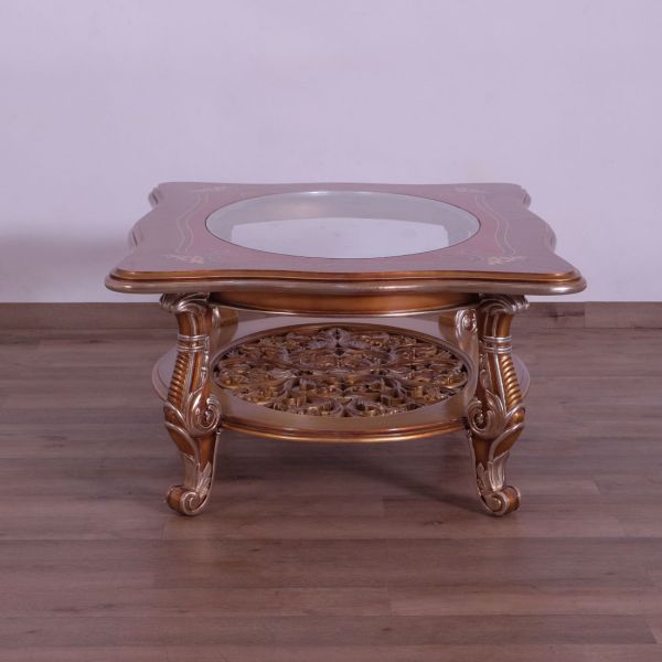 European Furniture - Saint Germain Luxury Coffee Table in Light Gold & Antique Silver - 35550-CT - GreatFurnitureDeal