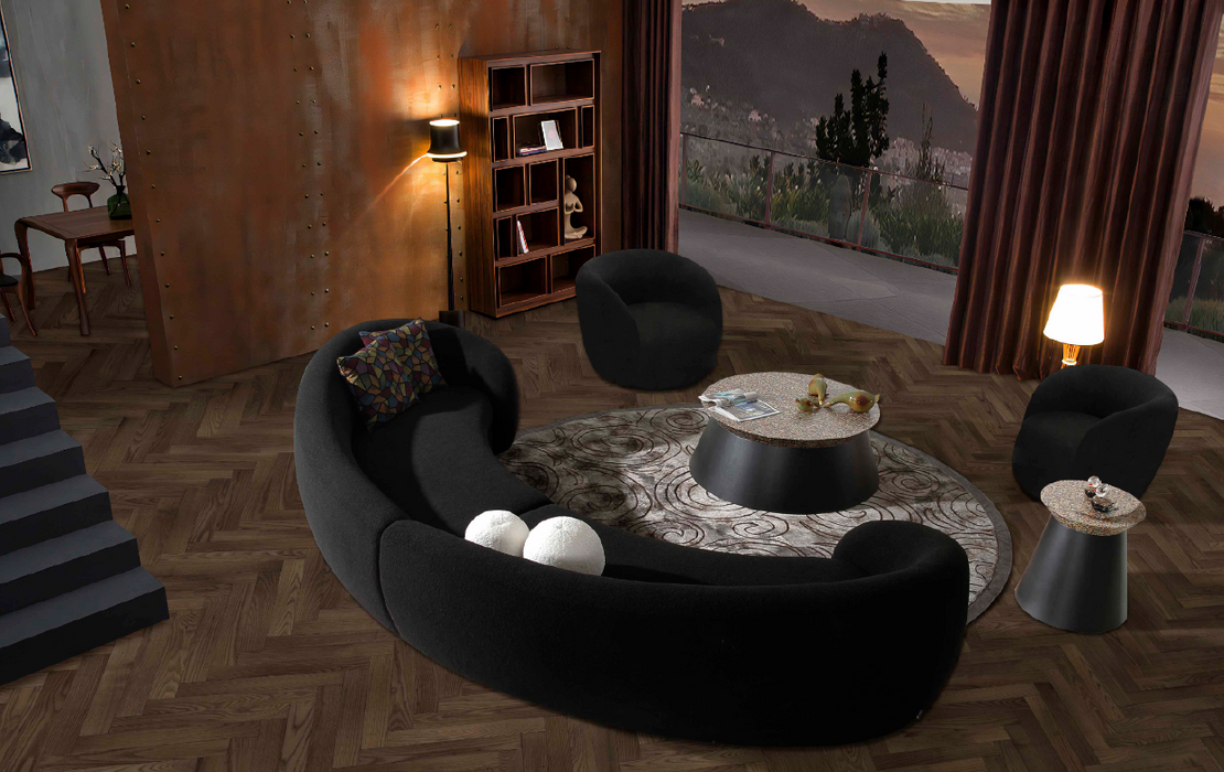 VIG Furniture - Modrest Kilmer Modern Black Curved Fabric Sectional Sofa - VGOD-ZW-22017-B - GreatFurnitureDeal