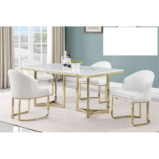 Mariano Furniture - D026 5 Piece Dining Table Set in White - BM-D026-5SET - GreatFurnitureDeal