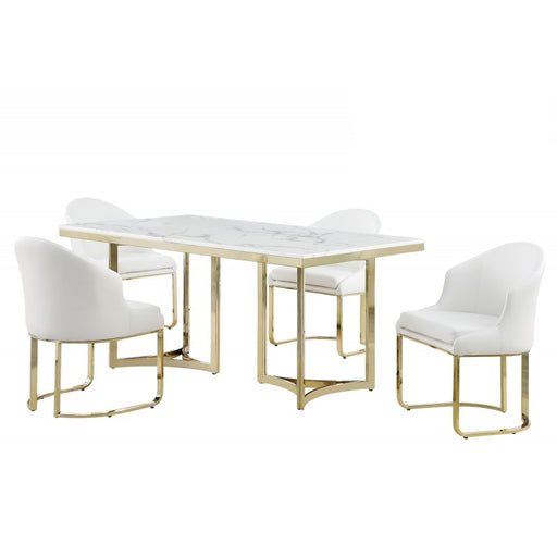 Mariano Furniture - D026 5 Piece Dining Table Set in White - BM-D026-5SET - GreatFurnitureDeal