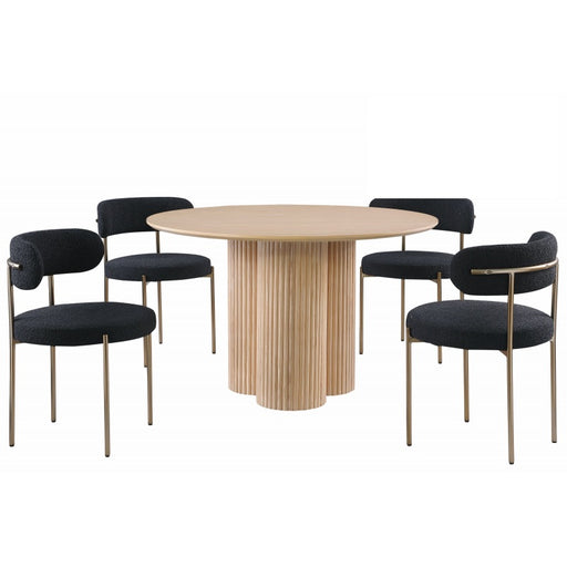 Mariano Furniture - D028 5 Piece Round Dining Table Set in Light Oak - BM-D028-R-5SET - GreatFurnitureDeal