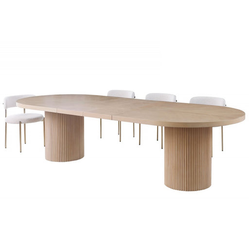 Mariano Furniture - D028 5 Piece Oval Dining Table Set in Light Oak - BM-D028-CREM-5SET - GreatFurnitureDeal