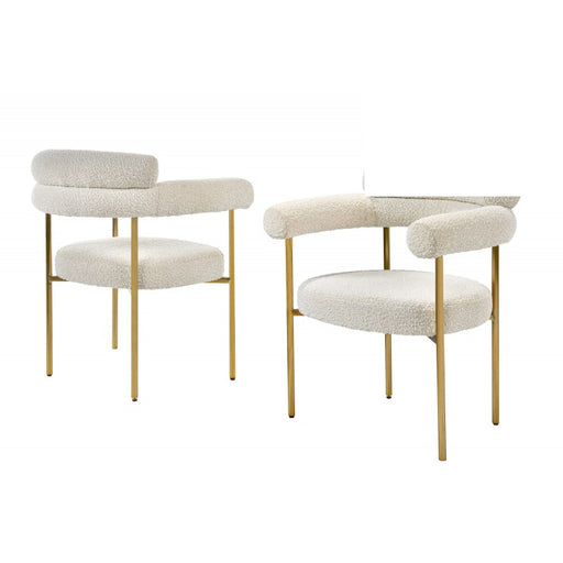 Mariano Furniture - D029 Boucle Dining Chair in Cream (Set of 2) - BM-D029-CREAM - GreatFurnitureDeal