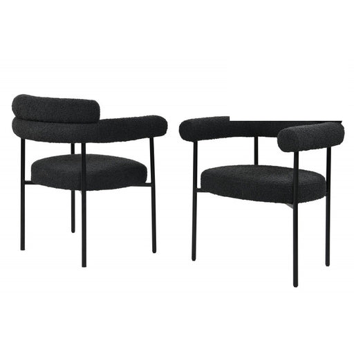 Mariano Furniture - D029 Boucle Dining Chair in Black (Set of 2) - BM-D029-BLK-CHAIR - GreatFurnitureDeal