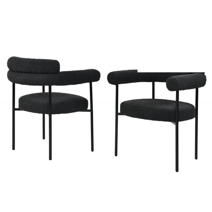 Mariano Furniture - D029 Boucle Dining Chair in Black (Set of 2) - BM-D029-BLK-CHAIR - GreatFurnitureDeal