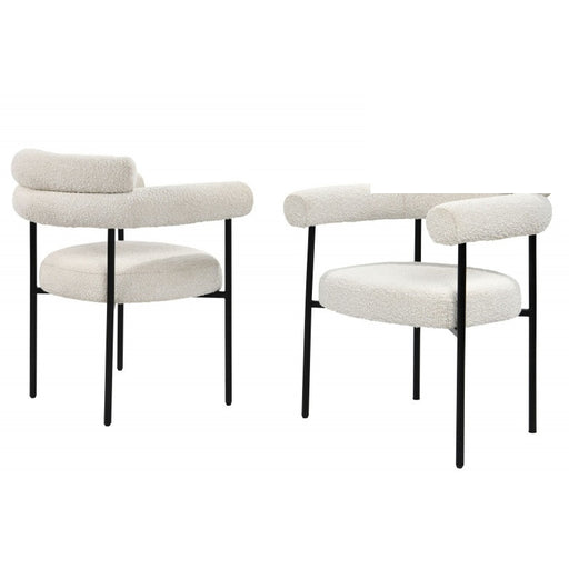 Mariano Furniture - D029 Boucle Dining Chair in Cream (Set of 2) - BM-D029-CREM-CHAIR - GreatFurnitureDeal