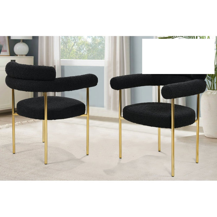 Mariano Furniture - D029 Boucle Dining Chair in Black (Set of 2) - BM-D029-BLK - GreatFurnitureDeal