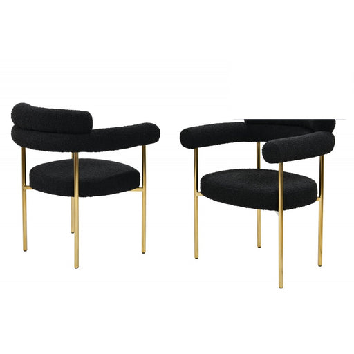 Mariano Furniture - D029 Boucle Dining Chair in Black (Set of 2) - BM-D029-BLK - GreatFurnitureDeal