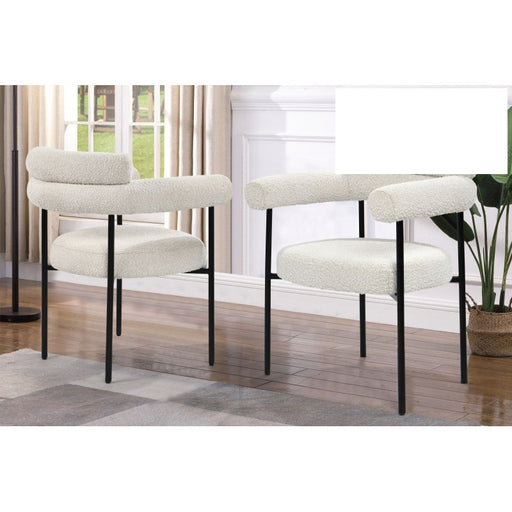 Mariano Furniture - D029 Boucle Dining Chair in Cream (Set of 2) - BM-D029-CREM-CHAIR - GreatFurnitureDeal