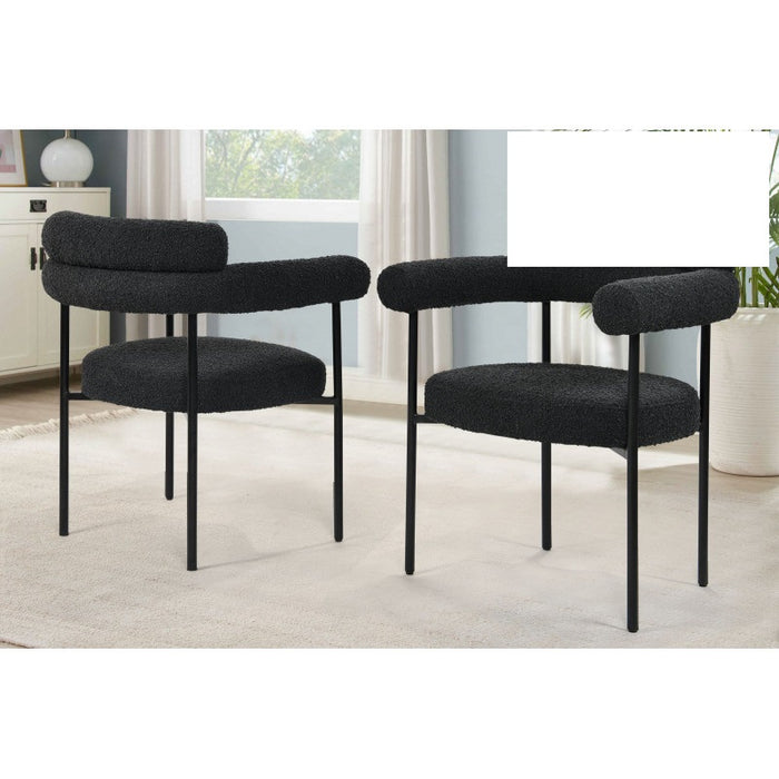 Mariano Furniture - D029 Boucle Dining Chair in Black (Set of 2) - BM-D029-BLK-CHAIR - GreatFurnitureDeal