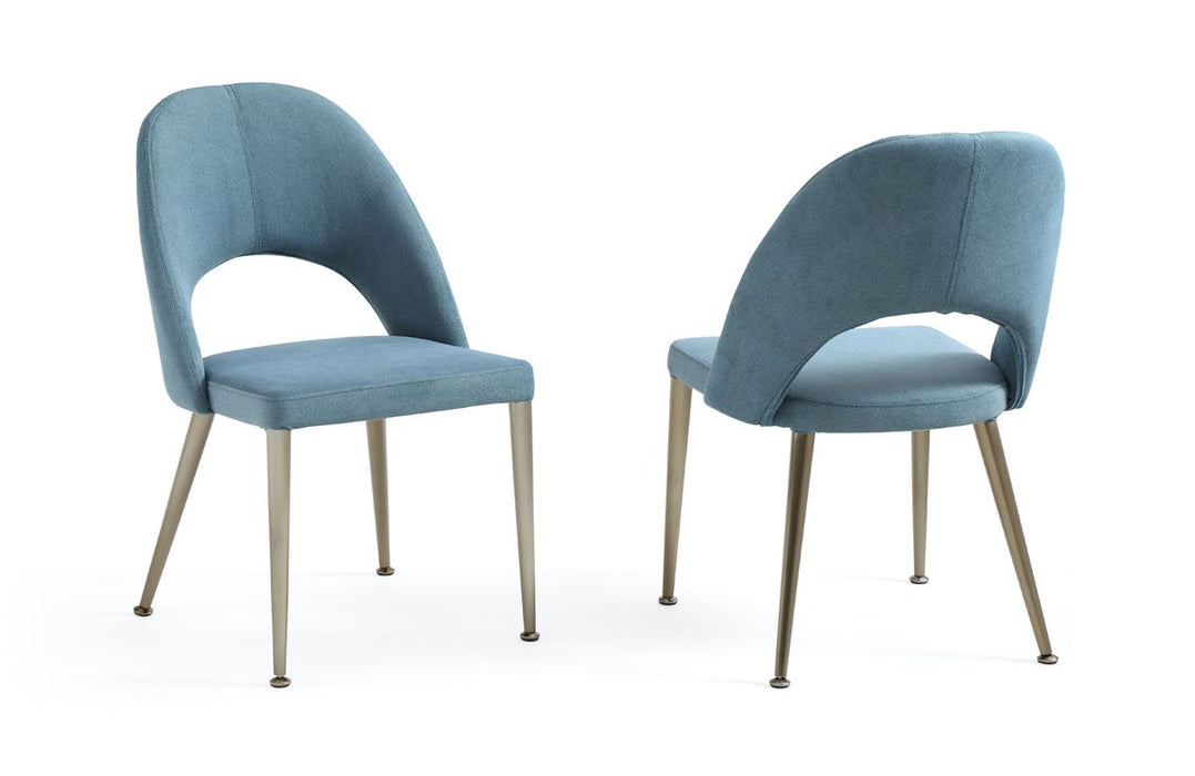 VIG Furniture - Gloria - Modern Blue & Antique Brass Dining Chair (Set of 2) - VGVCDC055-BLU - GreatFurnitureDeal