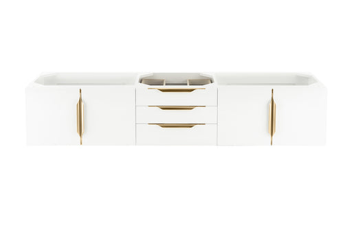 James Martin Furniture - Columbia 72" Single Wall Mount Vanity, Glossy White, Radiant Gold w/ Glossy White Composite Stone Top - 983-V72S-W-GW-G-GW (Copy) - GreatFurnitureDeal