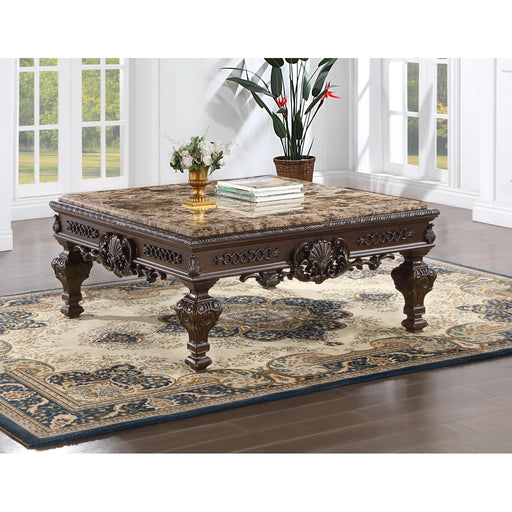 Mariano Furniture - T388 - Marble Top Coffee Table in Brown - BM-T388CC - GreatFurnitureDeal