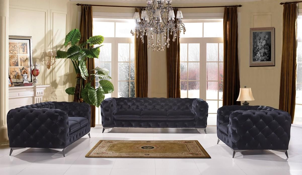 VIG Furniture - Divani Casa Delilah Modern Black Fabric Loveseat - VGCA1546-BLK-L