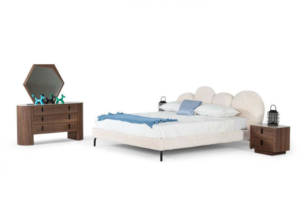 VIG Furniture - Modrest Destiny Contemporary White Sherpa Bubble Eastern King Bed - VGODZW-20104-WHT-BED-EK