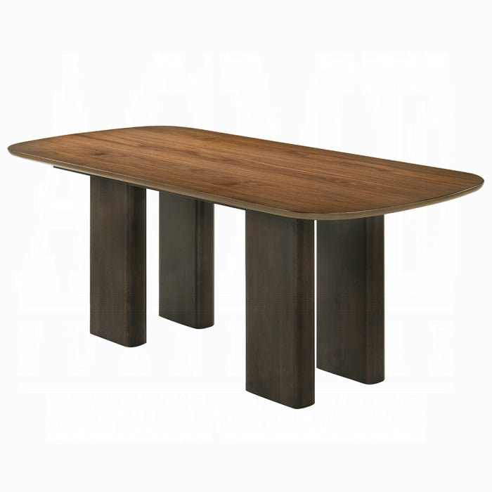 Acme Furniture - Delina 7 Piece Dining Table Set in Chenille & Walnut - DN04585-4586-7SET