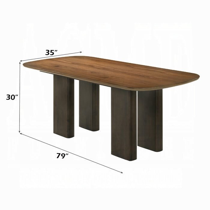 Acme Furniture - Delina 7 Piece Dining Table Set in Chenille & Walnut - DN04585-4586-7SET