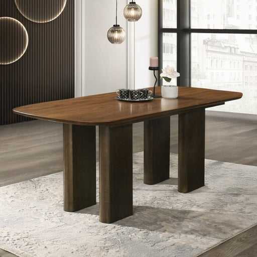 Acme Furniture - Delina 5 Piece Dining Table Set in Chenille & Walnut - DN04585-4586-5SET - GreatFurnitureDeal