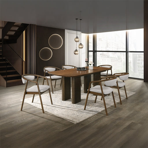 Acme Furniture - Delina 5 Piece Dining Table Set in Chenille & Walnut - DN04585-4586-5SET - GreatFurnitureDeal