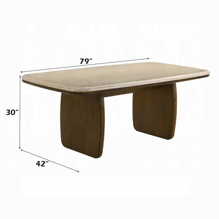 Acme Furniture - Kasha Dining Table w/Natural Marble Top in Vintage Oak - DN04665