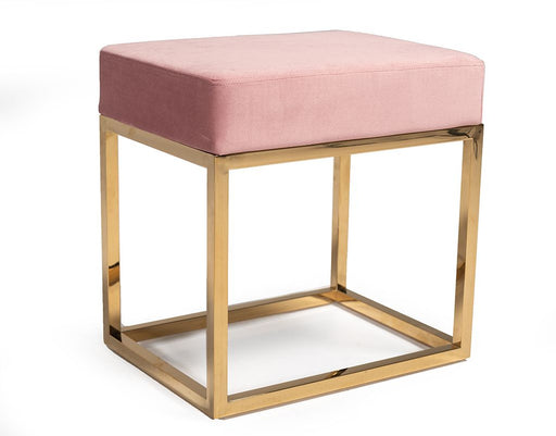 VIG Furniture - Modrest Downey Modern Pink Velvet & Gold Stool Ottoman - VGFH-FDC8016-PNK - GreatFurnitureDeal