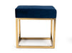 VIG Furniture - Modrest Downey Modern Blue Velvet & Gold Stool Ottoman - VGFH-FDC8016-BLU - GreatFurnitureDeal