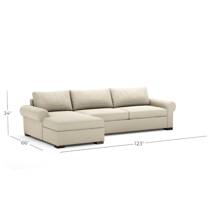 Classic Home Furniture - Rivera Sofa W/Laf Chaise - Roll Arm - 6RIV514RFABBEA - GreatFurnitureDeal