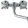 Franke Double Knob Wall Mount Cast Spout Faucet with 7 Inch Spout Length and 5 Inch Centerset: Chrome - WMF1000