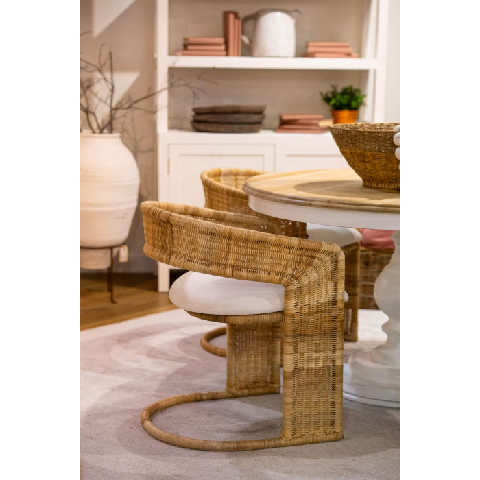 Bramble - Hampton Dining Chair in Rattan Natural w/ Arctic White Performance Fabric Cushion - 28495RNATSF204---- - GreatFurnitureDeal