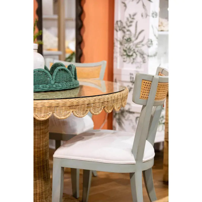 Bramble - Scalloped Round Bistro Table w/ Tempered Glass in Rattan Natural - 28641RNAT----- - GreatFurnitureDeal