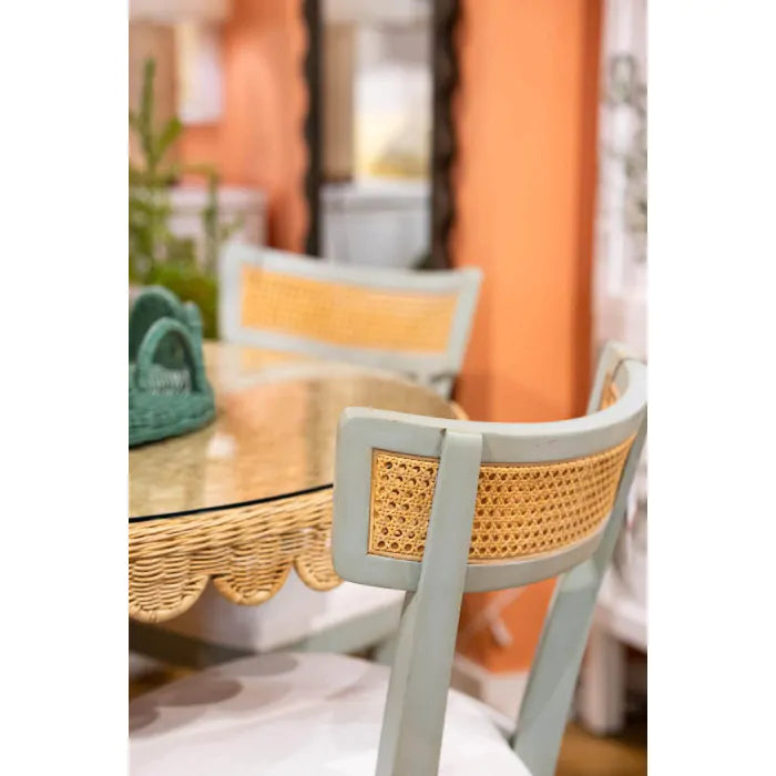 Bramble - Scalloped Round Bistro Table w/ Tempered Glass in Rattan Natural - 28641RNAT----- - GreatFurnitureDeal