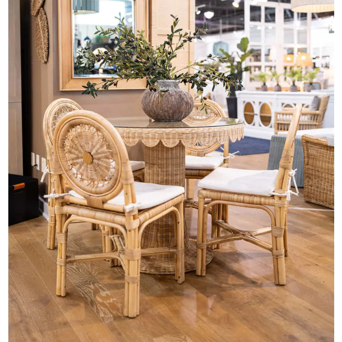 Bramble - Scalloped Round Bistro Table w/ Tempered Glass in Rattan Natural - 28641RNAT----- - GreatFurnitureDeal