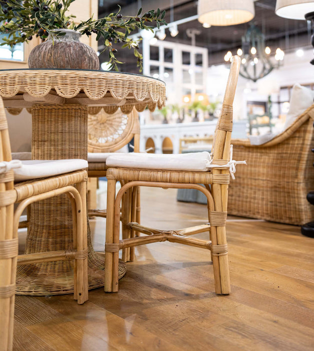 Bramble - Oceana Rattan Dining Chair in Natural Rattan w/ Arctic White Performance Fabric -Set of 2- 28458RNATSF204---- - GreatFurnitureDeal