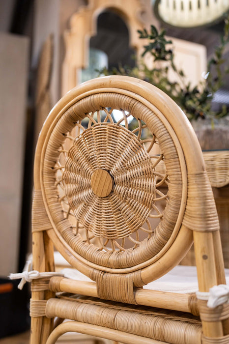 Bramble - Oceana Rattan Dining Chair in Natural Rattan w/ Arctic White Performance Fabric -Set of 2- 28458RNATSF204---- - GreatFurnitureDeal